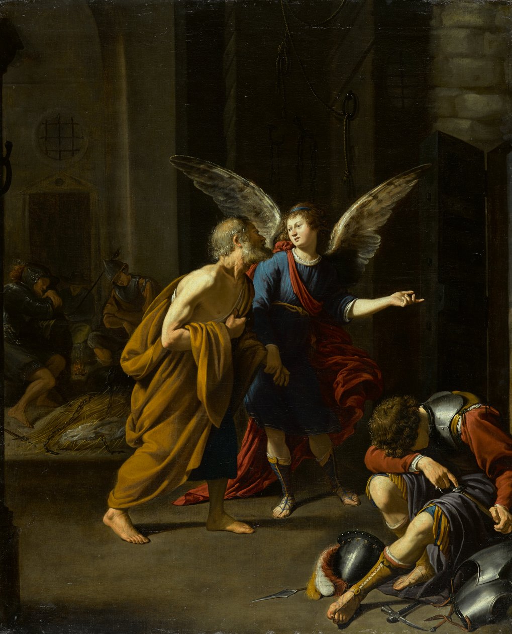 Anděl osvobozující svatého Petra z vězení, cca 1625-1635 (olej na plátně) od Unknown artist