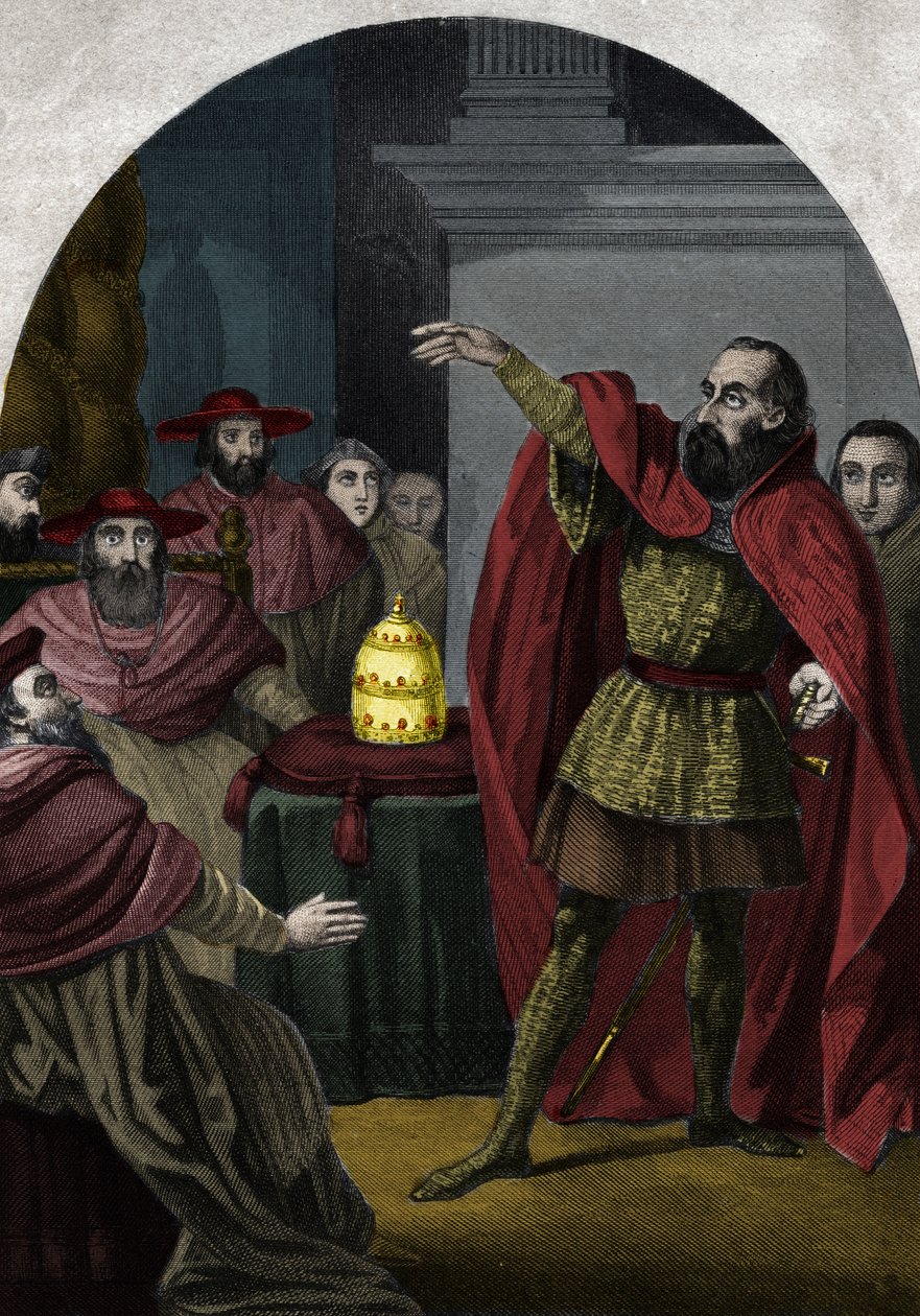 Antipapež Jan XXIII. (Antipapa Giovanni 23) (1410-1415) (Baldassarre Cossa) byl prohlášen suverénním pontifikem koncilem v Pise v roce 1410. Rytina z roku 1842 v „Histoire des Popes“ od Maurice Lachatre. Soukromá sbírka. od Unknown artist