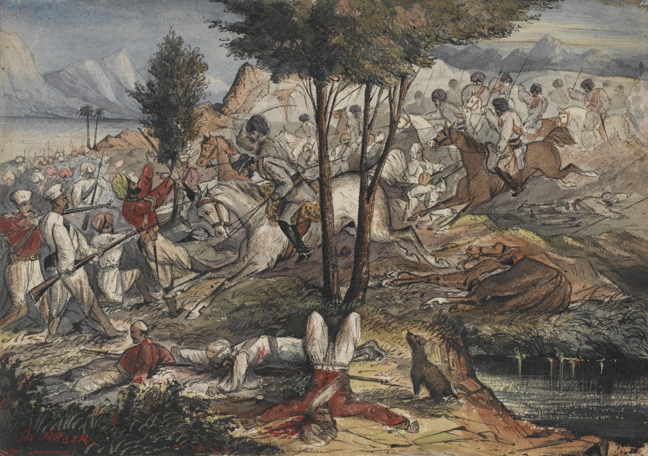 ‚Útok‘. Středoindický kůň od Unknown artist