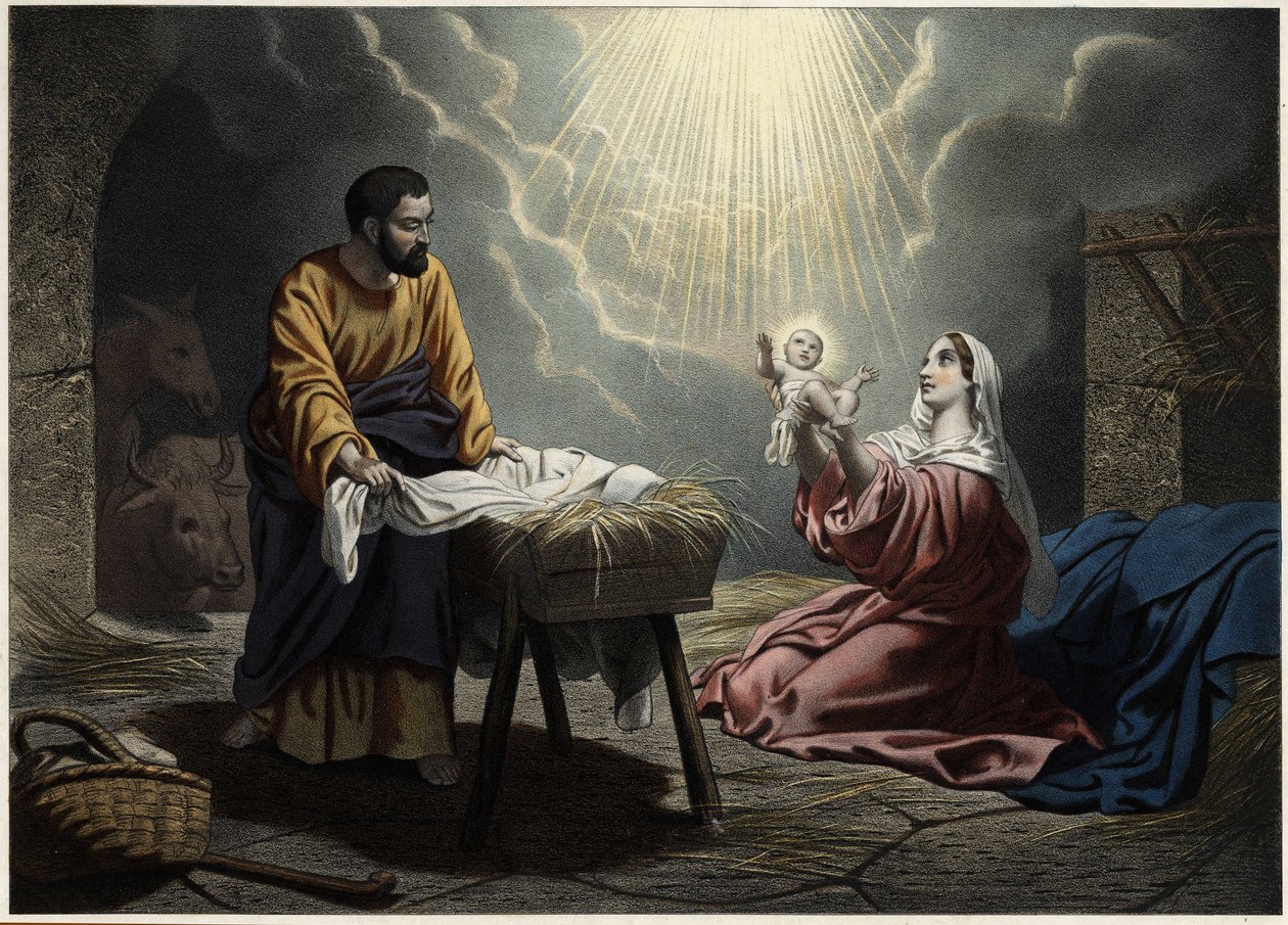 Narození Krista. Anonymní rytina z poloviny 19. století. od Unknown artist