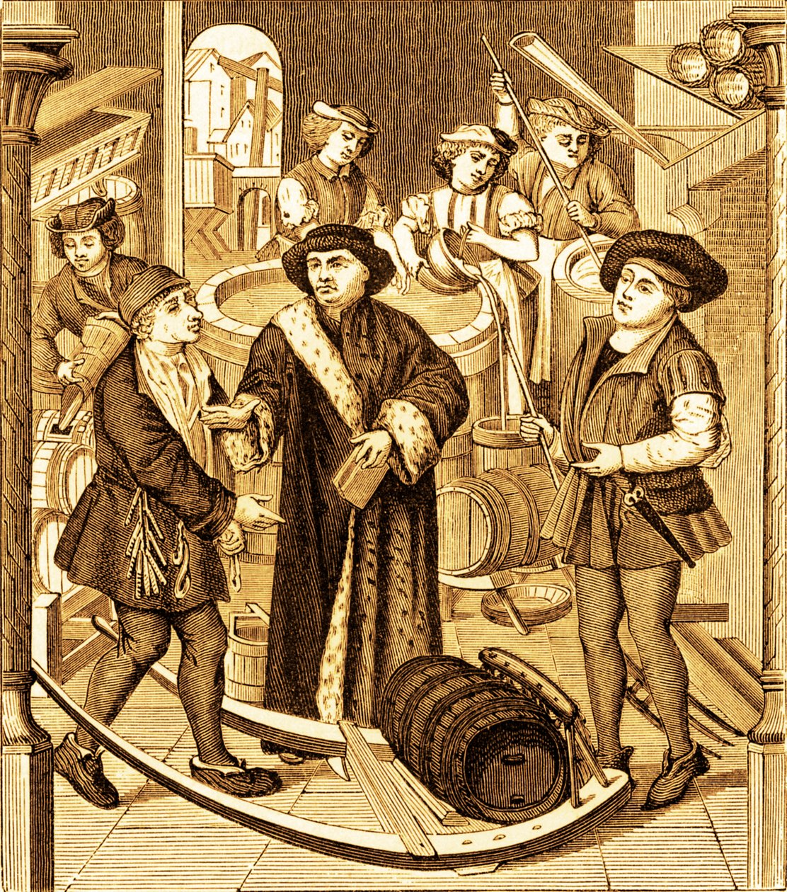 Biskup z Tournai přijímá desátek piva v tournai od Unknown artist