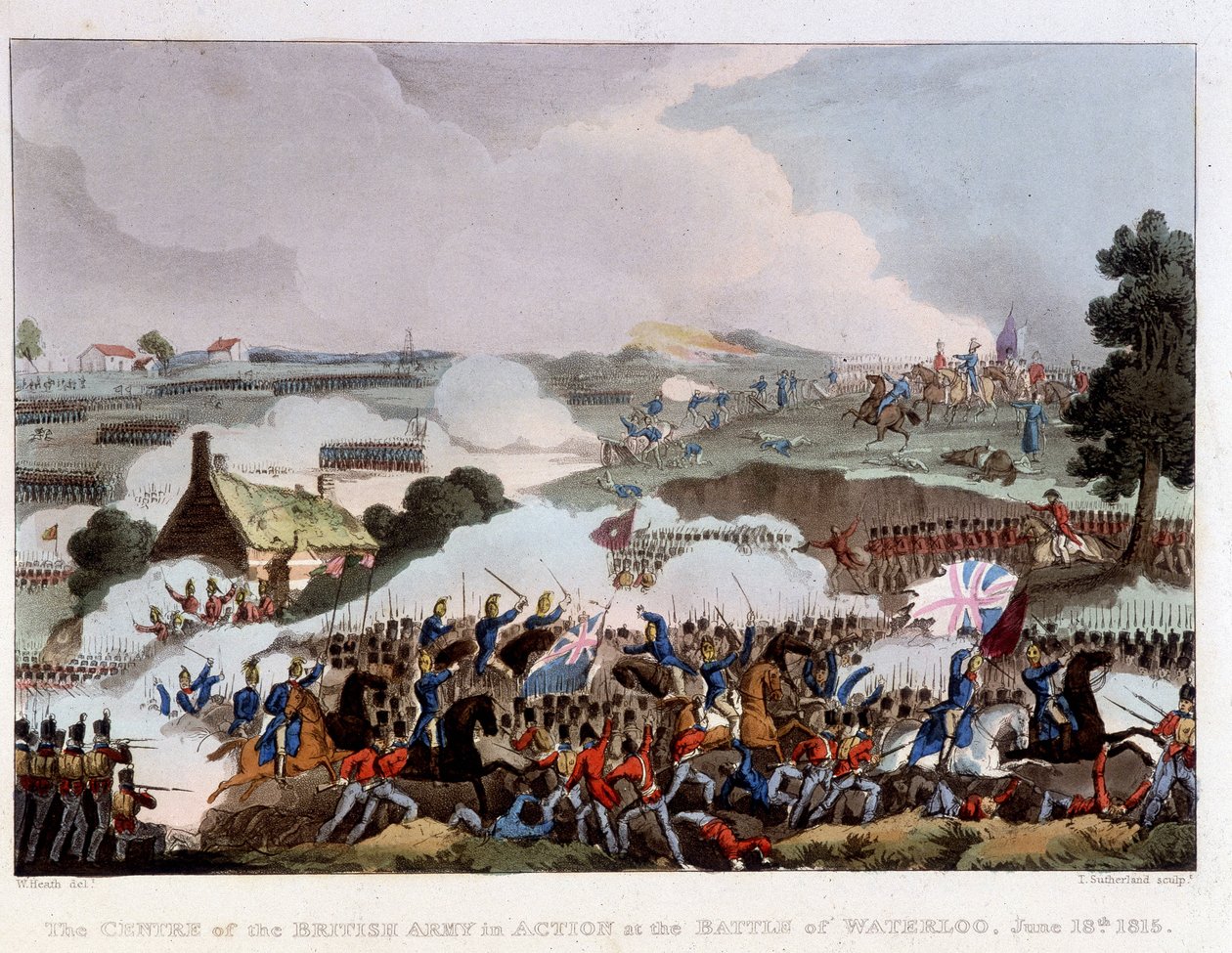 Britská armáda v akci na bitevním poli u Waterloo, 18. června od Unknown artist