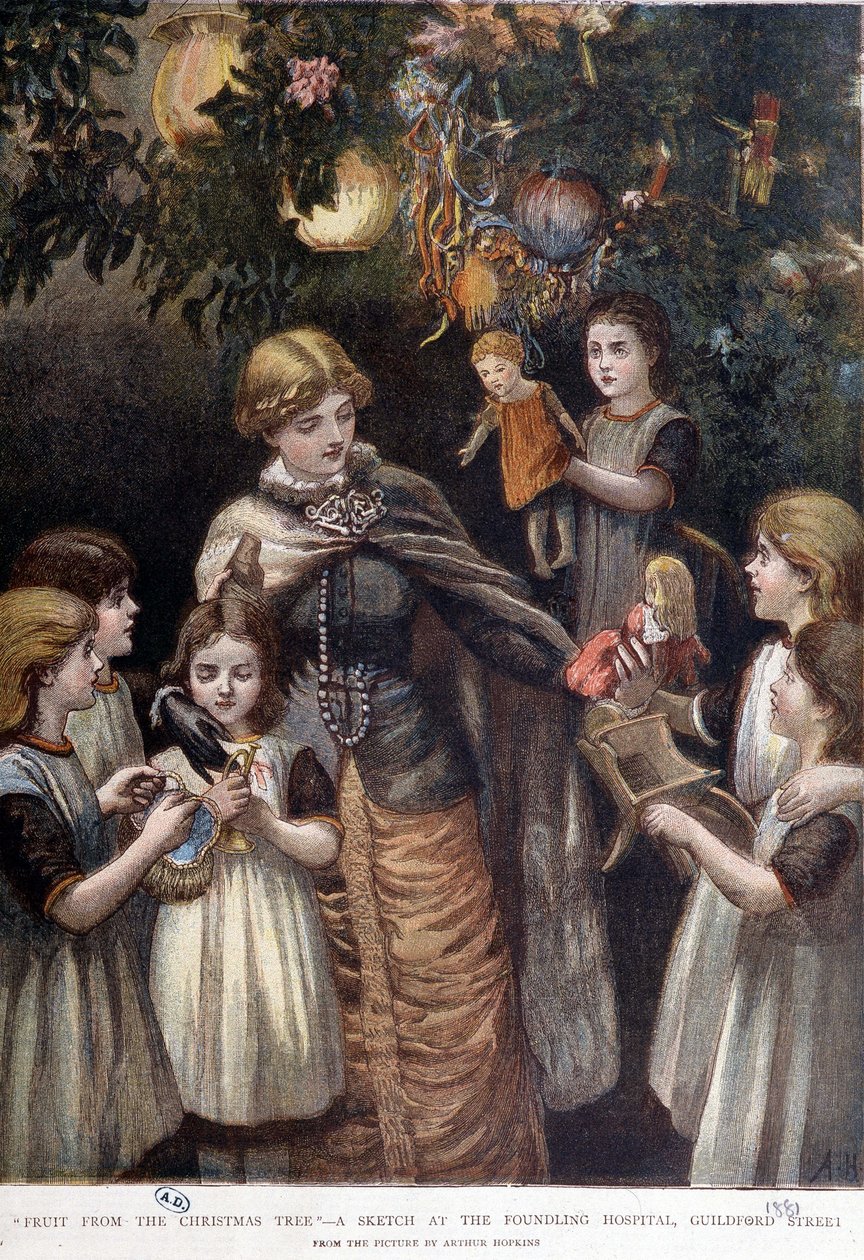Vánoční strom chudých dětí, Londýn, konec 19. století od Unknown artist