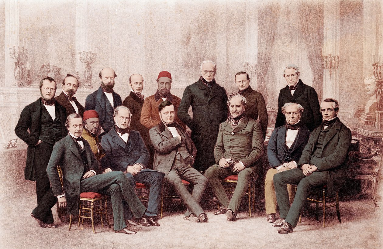 Pařížský kongres byla mírová konference, která se konala v Paříži ve Francii v roce 1856, mezi představiteli velmocí v Evropě s cílem uzavřít mír po téměř tříleté krymské válce - krymské válce (1853-1856): legáti zastupující jednotlivé mocnosti v od Unknown artist