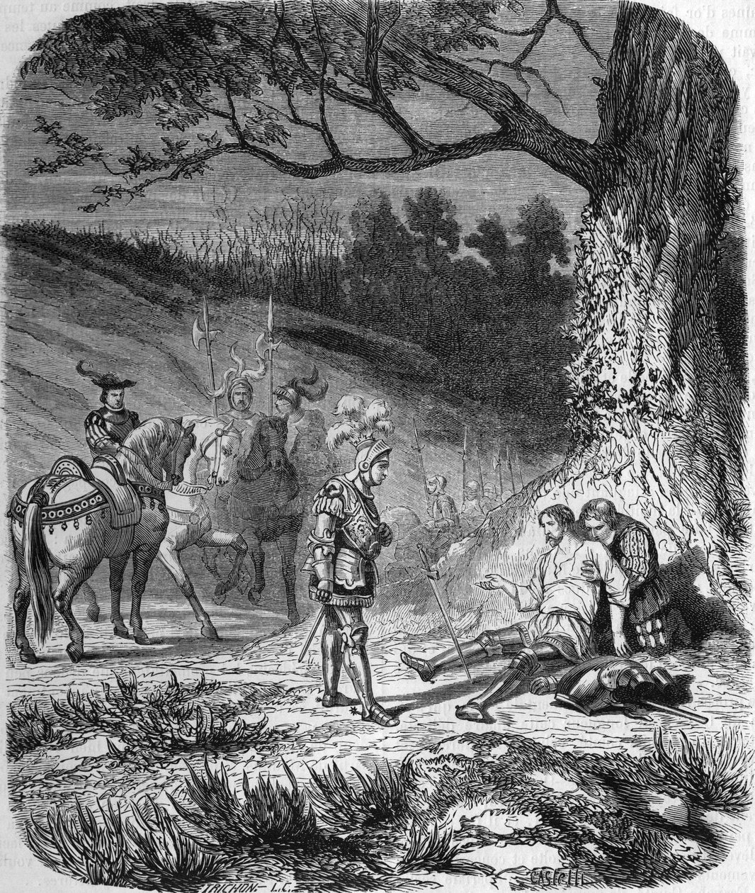 Vévoda z Bourbonu a Bayard umírá od Unknown artist