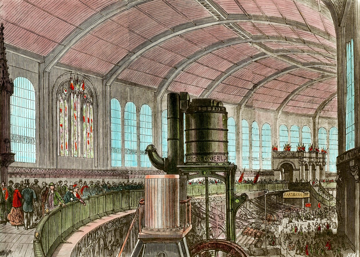 Galerie Eiffelových strojů na Všeobecné výstavě 1867 Rytina 19. století od Unknown artist