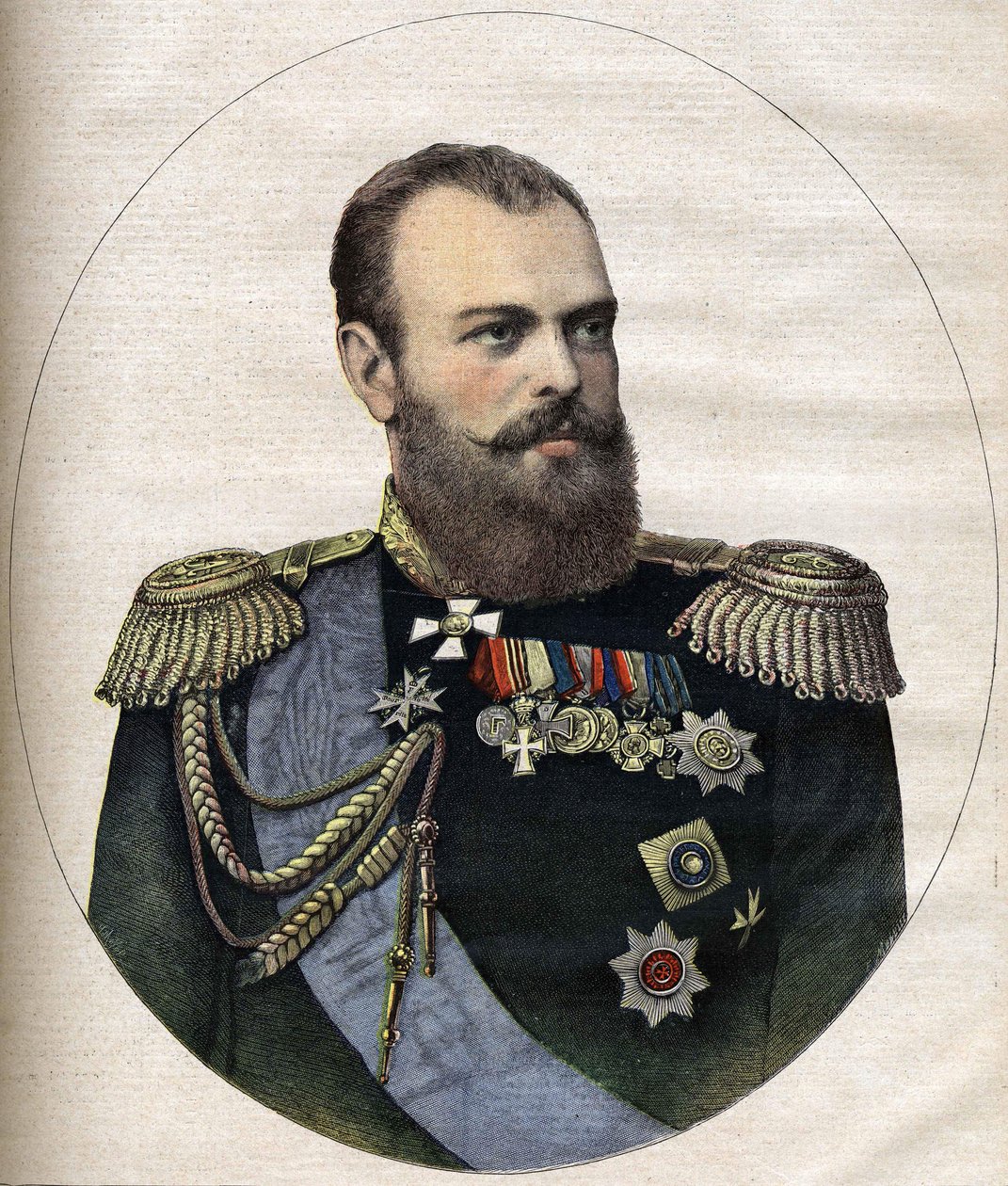 Rytina císaře (cara) Ruska Alexandra III z roku 1891 od Unknown artist
