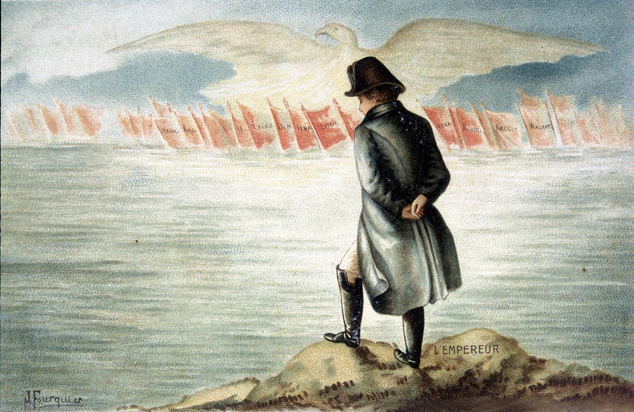 Císař do Svaté Heleny. Chromolitografie 19. století. od Unknown artist