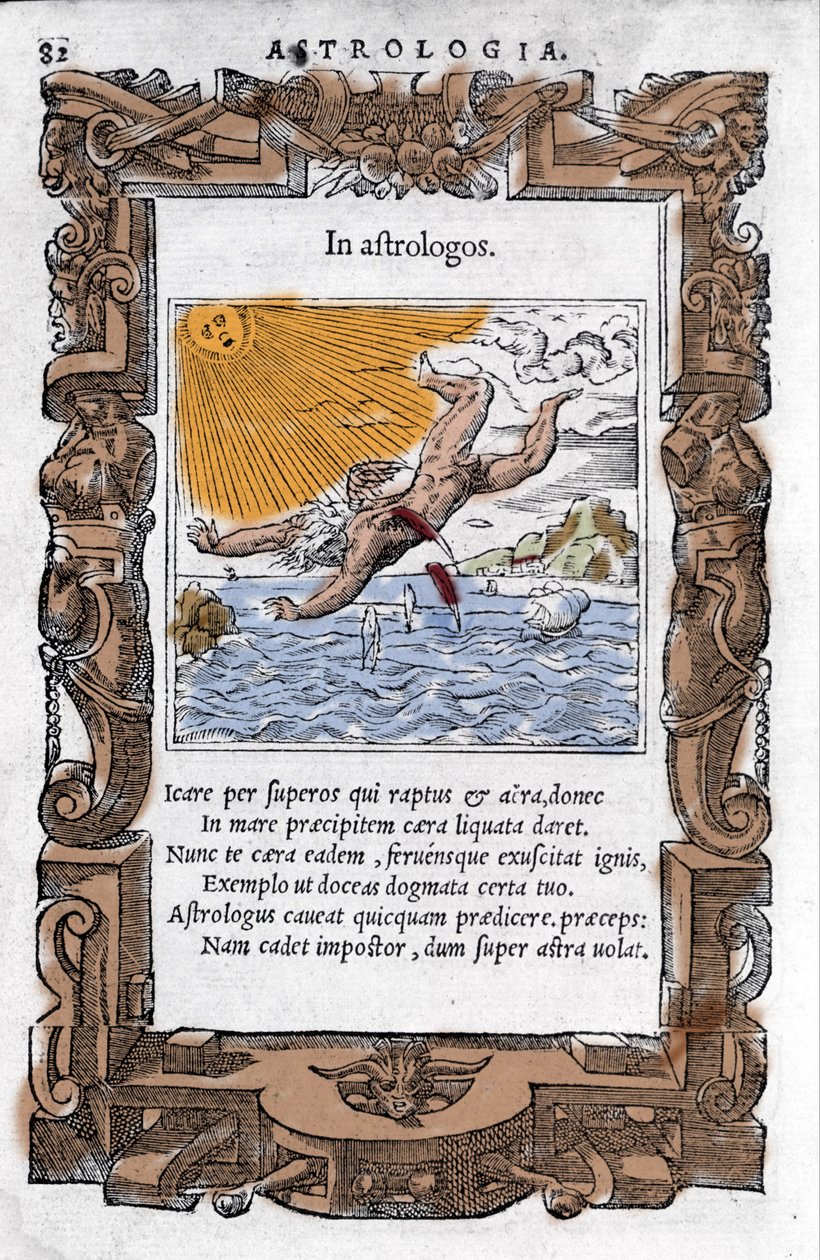 Ikarův pád – Ikarův pád. Barevná xylografie 16. století. od Unknown artist