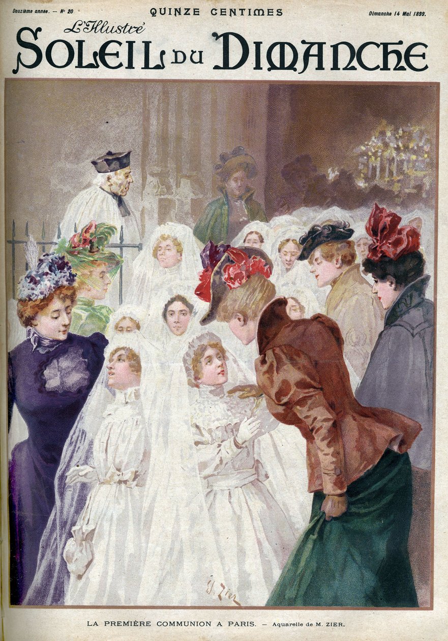 První přijímání v Paříži. Rytina „Le sun-du-dimanche“ od Unknown artist