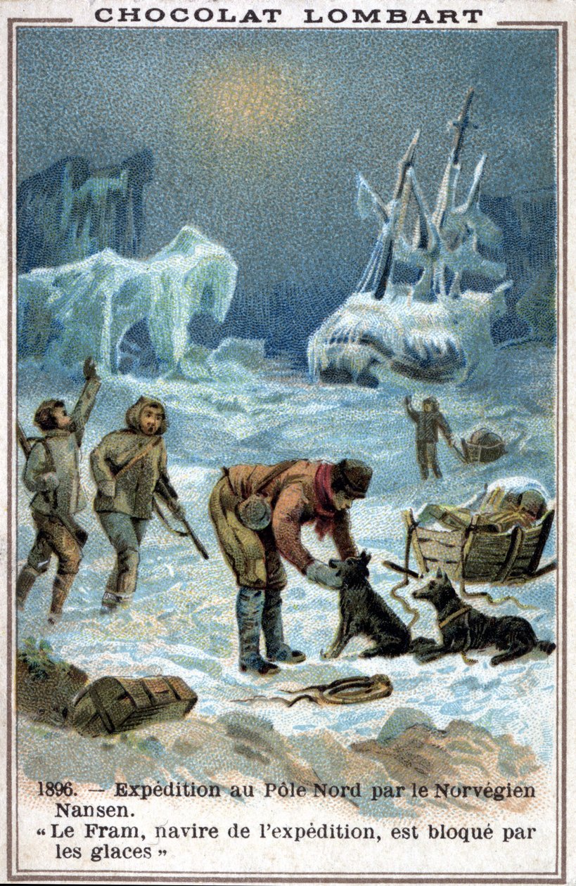 Fram, loď norského průzkumníka Fridtjofa Nansena, ulovená v ledu Severního ledového oceánu v roce 1896. od Unknown artist