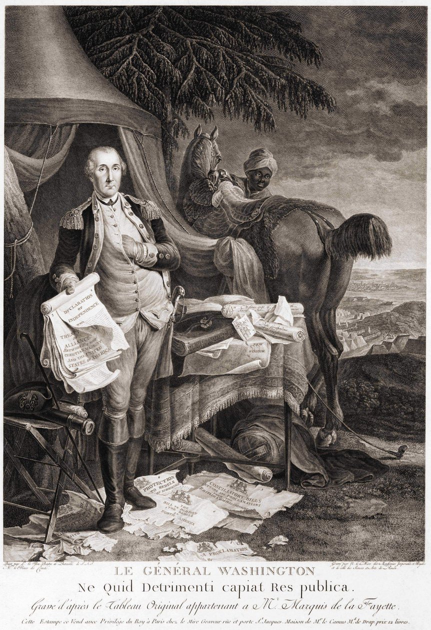 Generál Washington (1732 - 1799), vyrytý podle původního obrazu patřícího markýzi de la Fayette. od Unknown artist