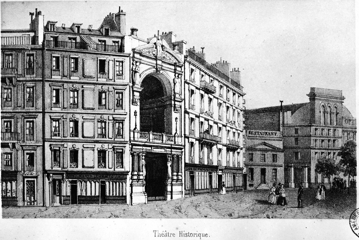 Historické divadlo v 19. století - rytina, Carnavalet.¿ od Unknown artist