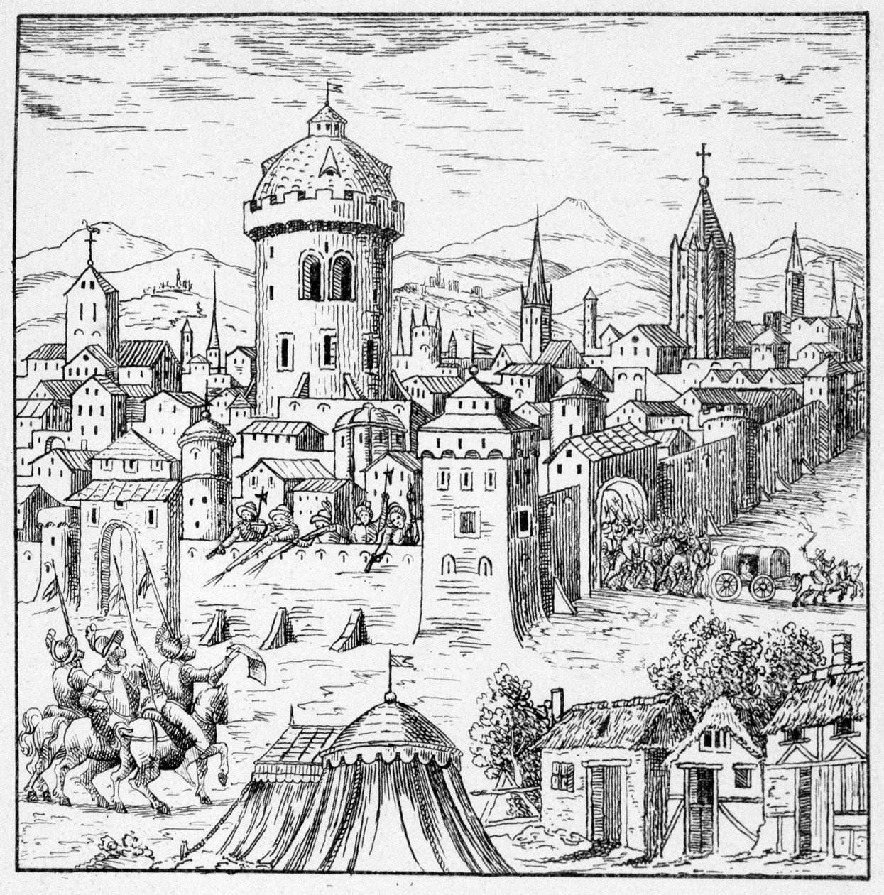 Hugenoti v Amboise, kde byl král Francois II. (Začarování Amboise) - v „“ Sbírka 39 figurek představujících katastrofy ve Francii v letech 1562 až 1586““; Primární úřad Louis Perrin od Unknown artist