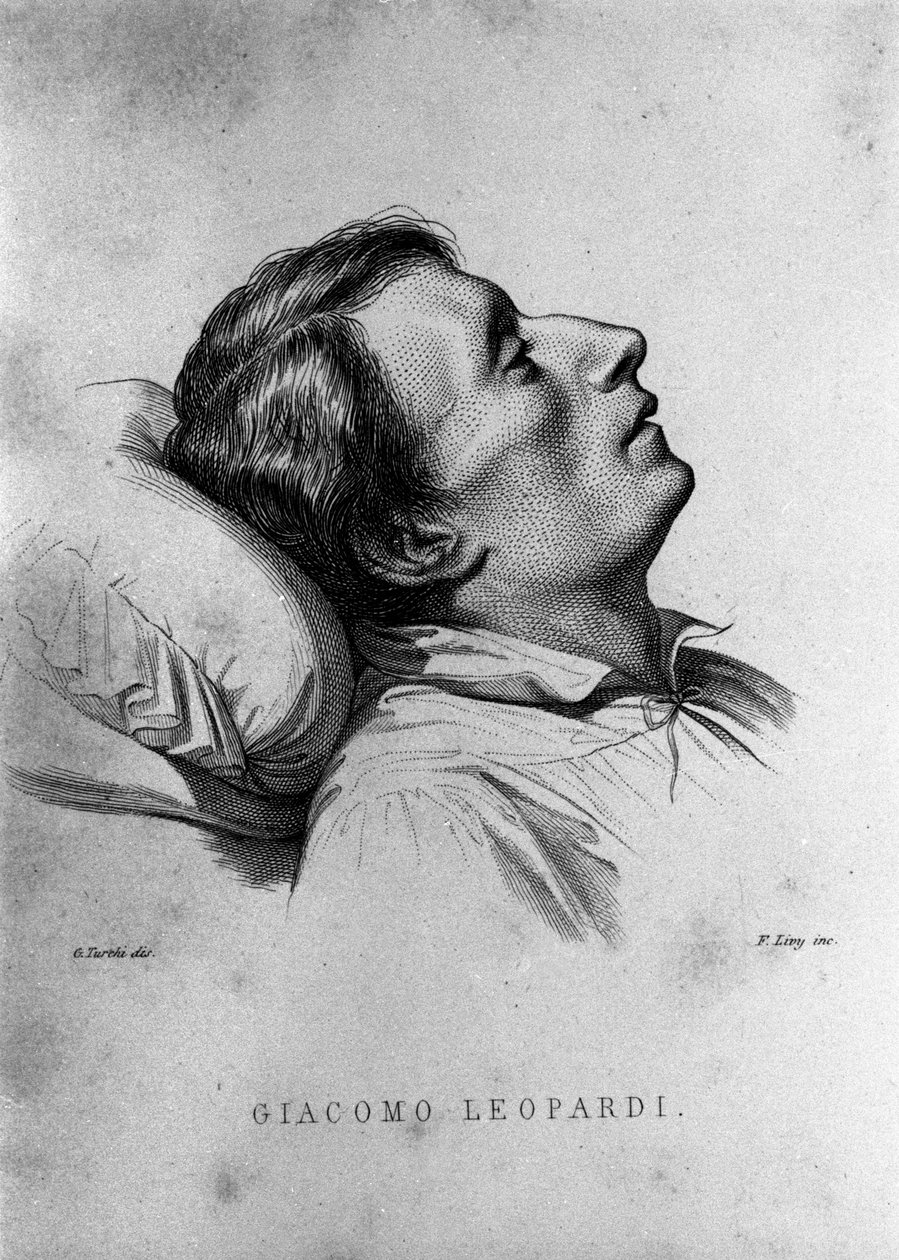 Italský básník Giacomo Leopardi (1798-1837) na smrtelné posteli. od Unknown artist
