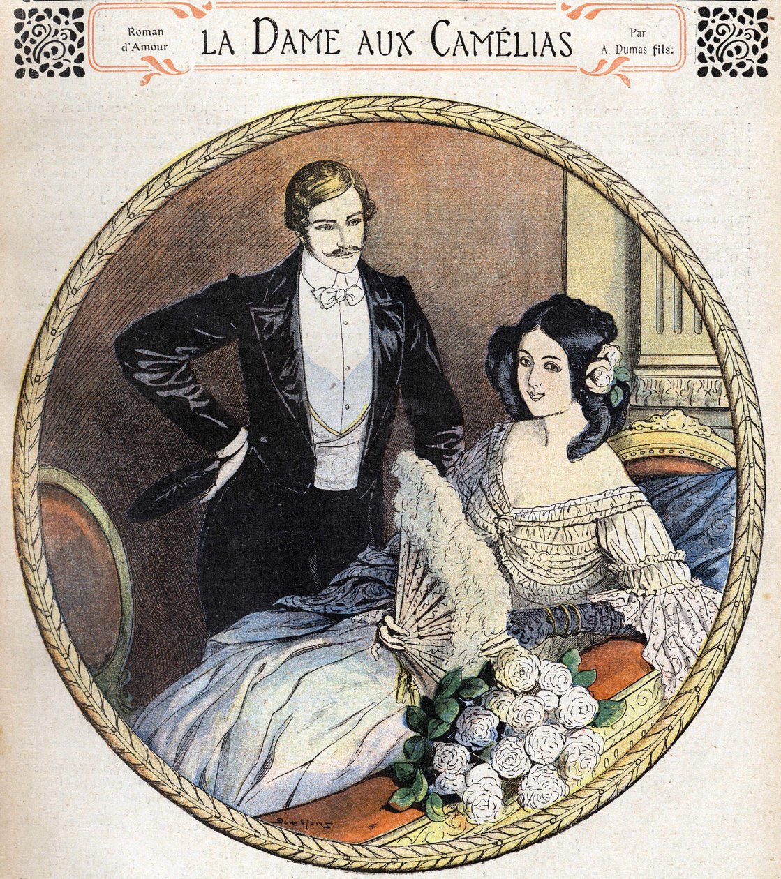 Dáma s kaméliemi od Alexandra Dumase ml., ilustrace na konci 19. století podle žurnálu románů. od Unknown artist