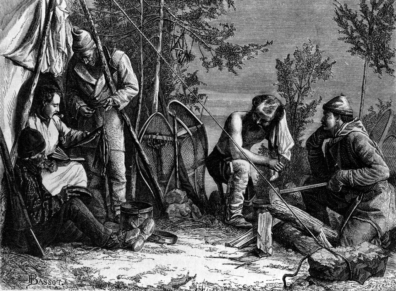 Život lovců (profesionálních lovců) v Kanadě: Tábor. od Unknown artist