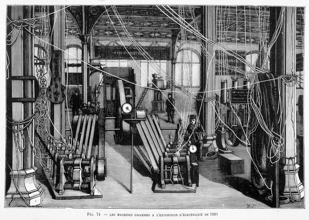 The Machine Grams na výstavě elektřiny v roce 1881 - v „The New Conquests of Science““ od Louise Figuiera. od Unknown artist