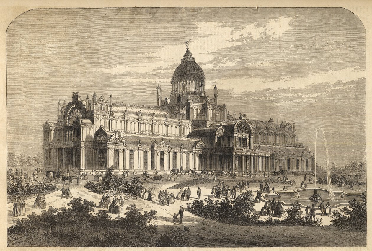 Palác průmyslu v Amsterdamu v roce 1864 (zničen požárem v roce 1929) - Nizozemsko, Amsterdam. Palác průmyslu od Unknown artist