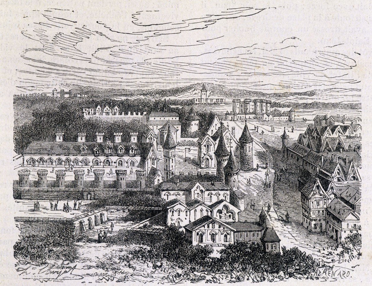 Palais des Tournelles, naproti hotelu Saint Paul - rytina, konec 19. století od Unknown artist