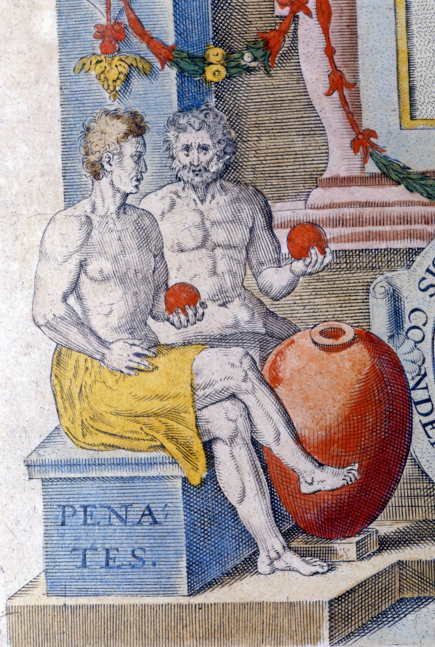 Penáti. (domácí bohové chránící město nebo domov). od Unknown artist