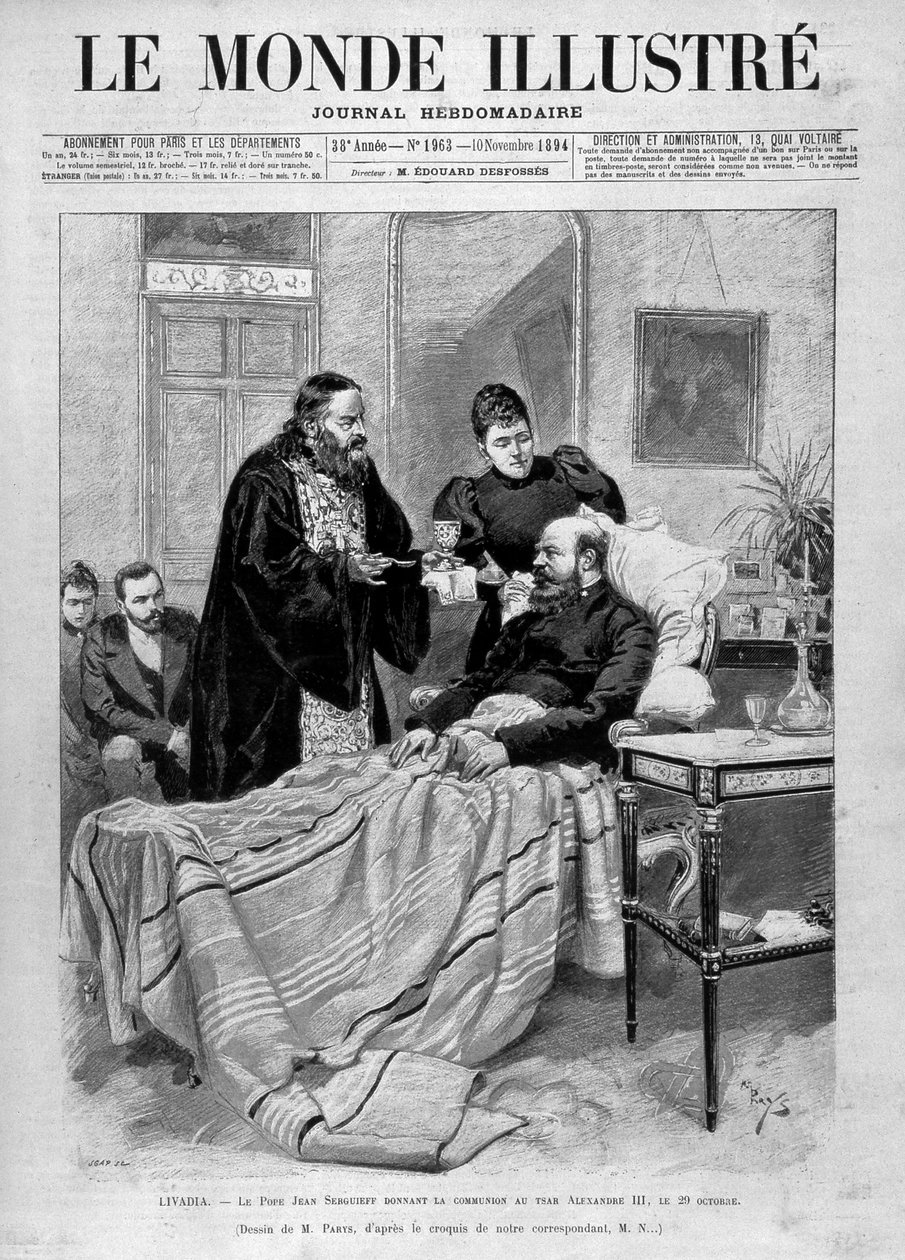 Papež podávající přijímání caru Alexandru III. ""Ilustrovaný svět"". 11.10.1894. od Unknown artist