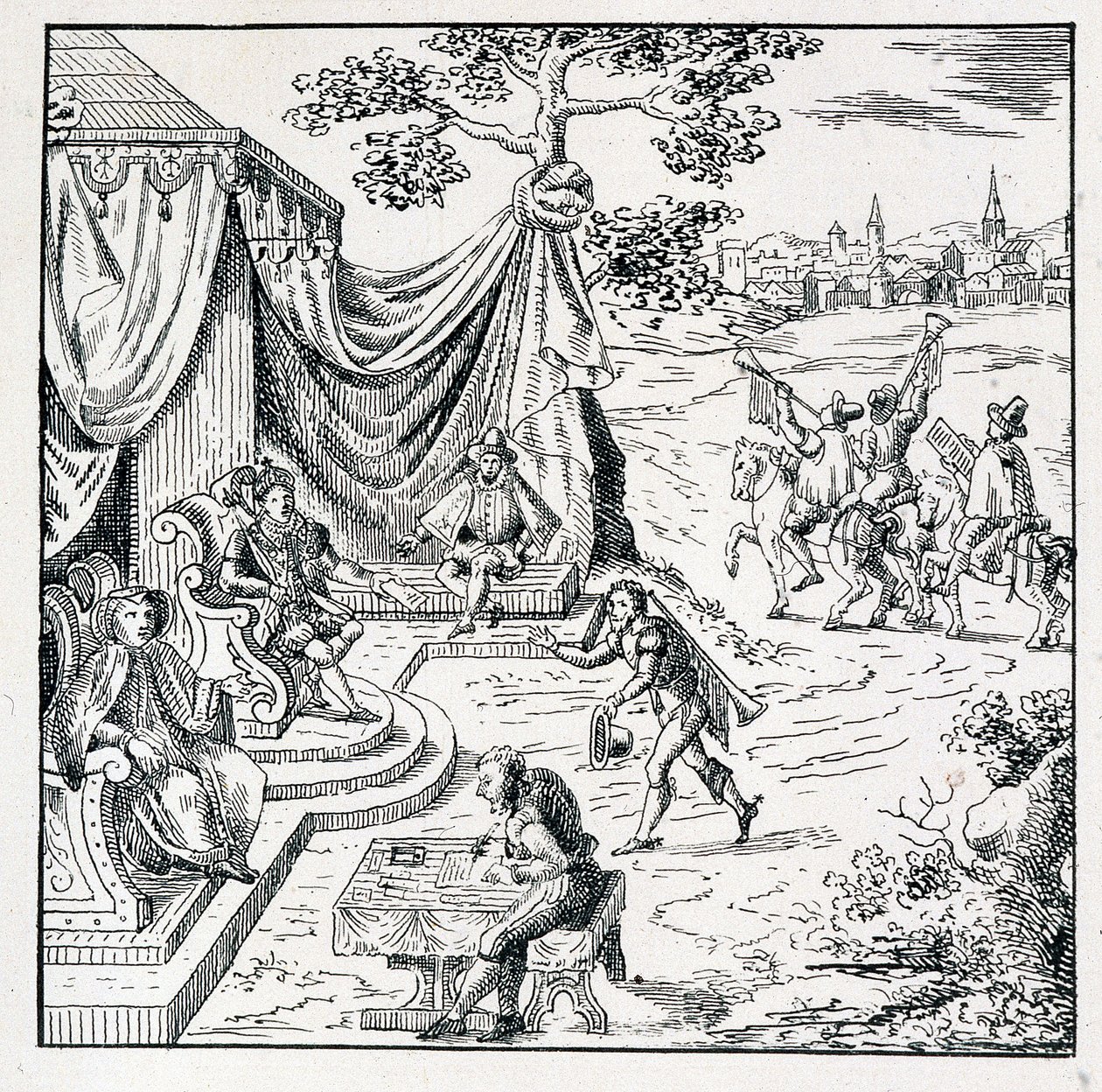 Princ z Condé získal od Karla IX. (1550-1574) úpravu, kterou umožnil kalvinistům uplatňovat své náboženství v království (Svatogermainský mír podepsán 8.8.1570) - v „“ Kolekci 39 figurek představujících pohromy Francie sem od Unknown artist