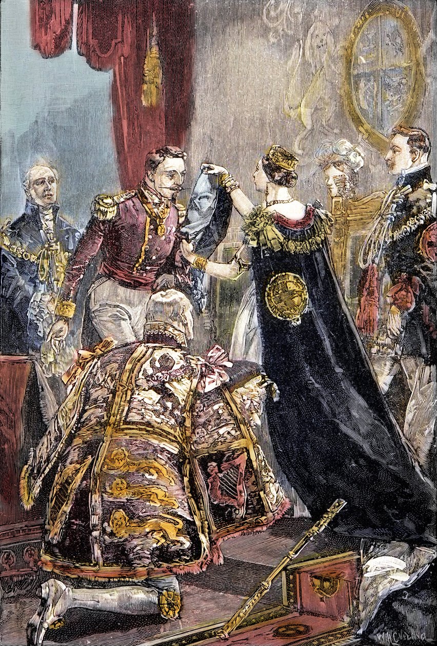 Královna Viktorie udělila francouzskému císaři Řád podvazku na hradě Windsor od Unknown artist