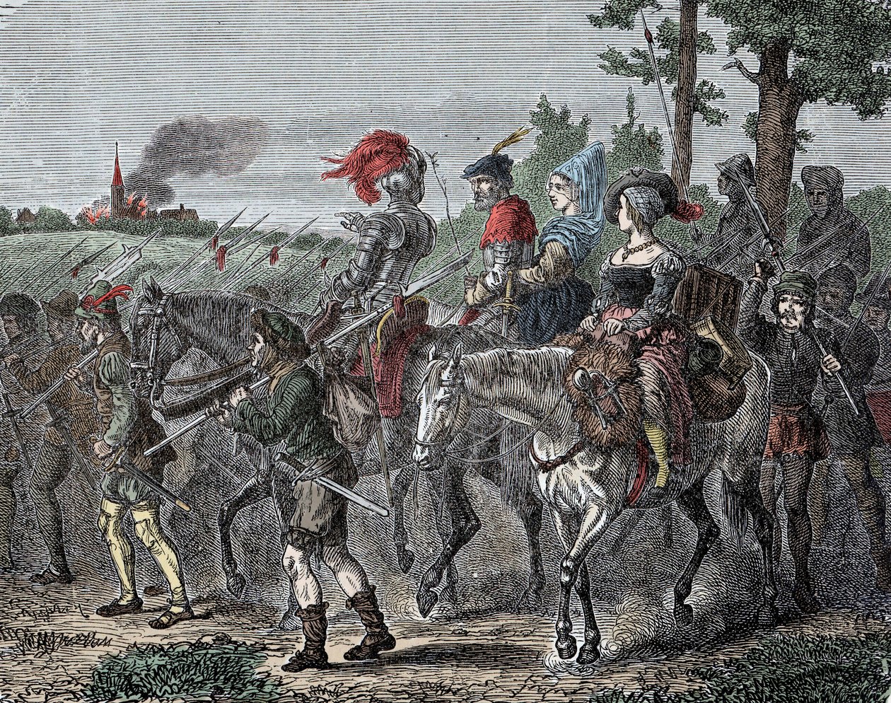 Povstání rolníků - Válka německých rolníků (1524-1526) (neboli Vzkříšení obyčejného člověka): náboženská povstání (protestantská reforma), ekonomická a sociální v Německu, Švýcarsku a Alsasku v Lotrinsku od Unknown artist