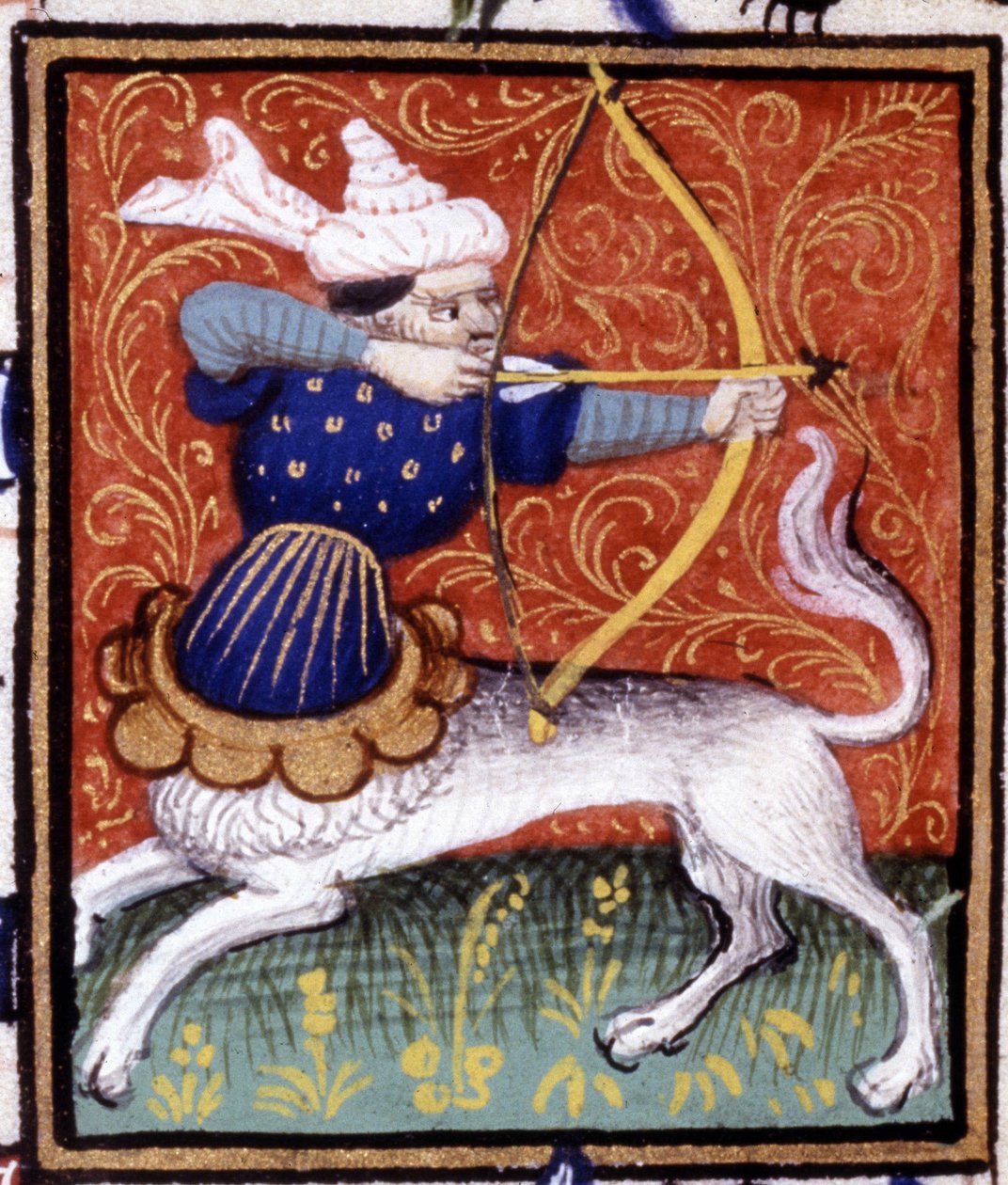 Střelec. Miniatura horoskopu. Rukopis 15. století. Bibl. Trivulziana, Milán. od Unknown artist