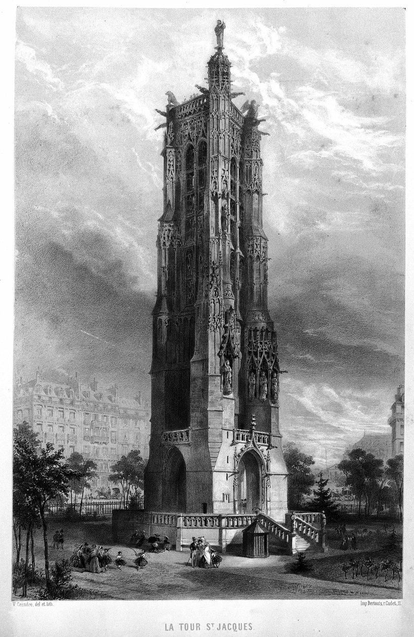 Saint Jacques Tower v Paříži v 19. století. od Unknown artist
