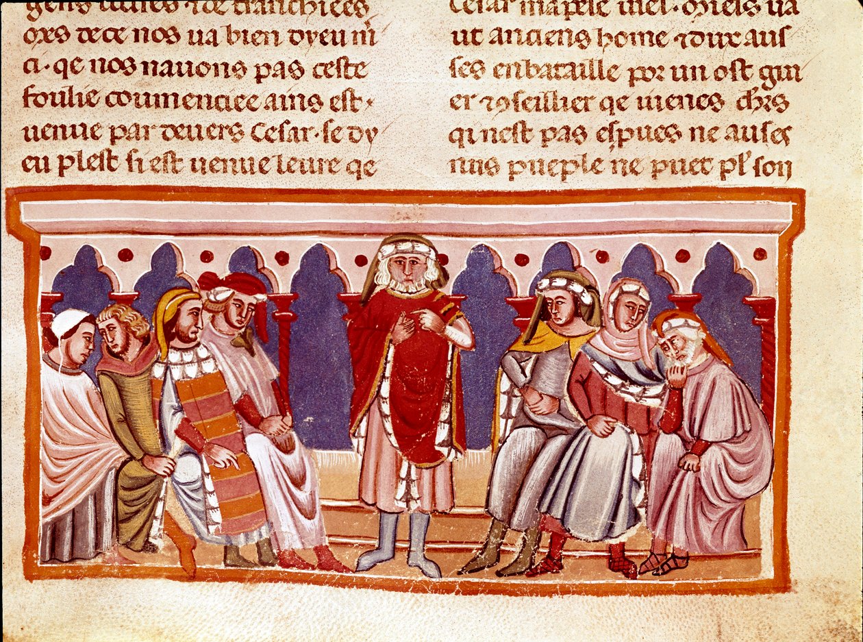 Učení miniaturního práva z „Fakta Římanů““ vypráví o životě Dvanácti Cesara. Benátky 13. století, biblioteca Marciana od Unknown artist