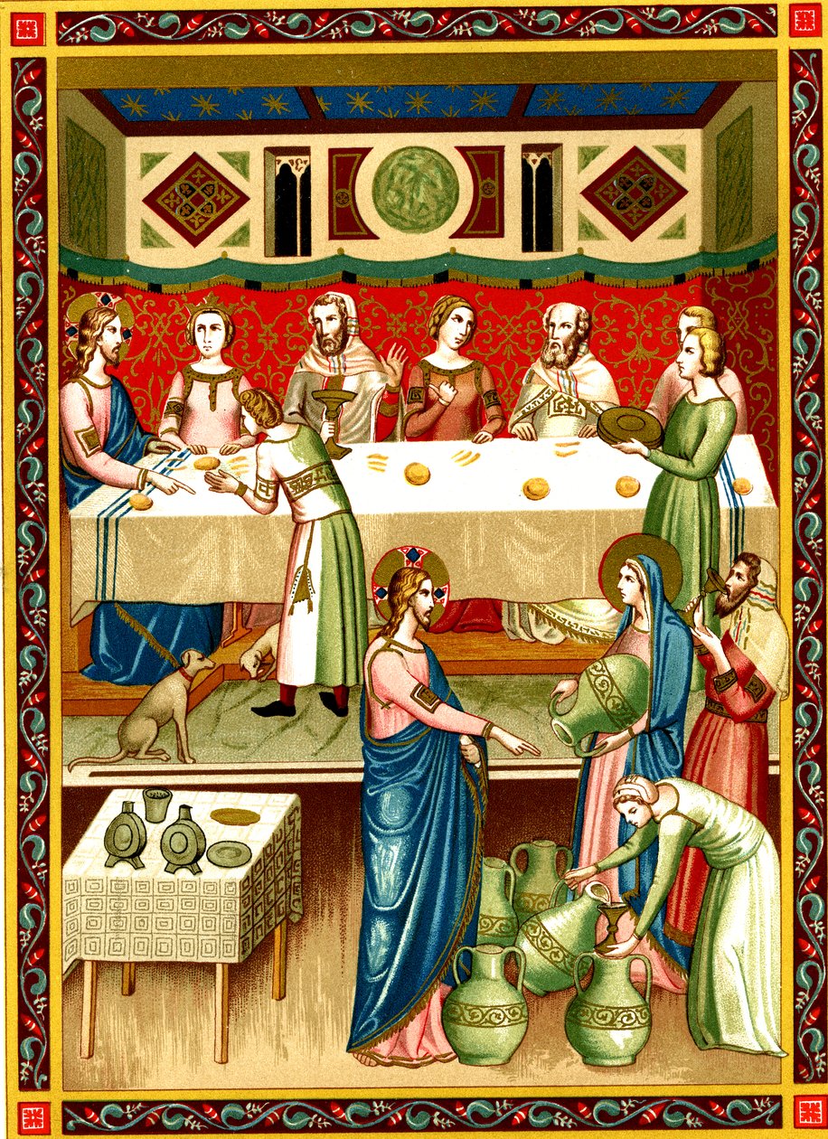 Svatební hostina v Káně, miniatura z rukopisu ze 14. století od Unknown artist