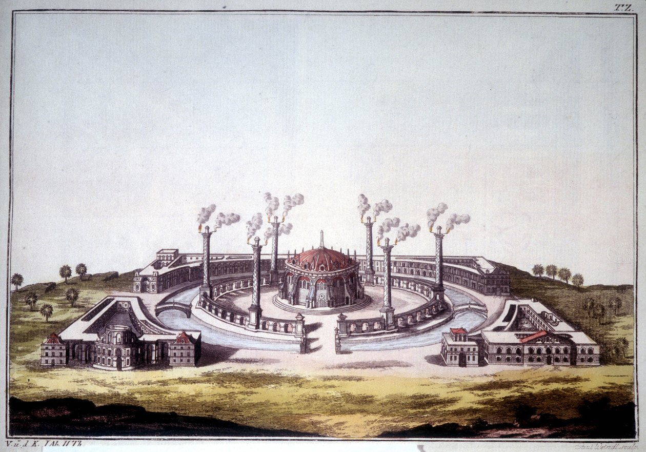Starobylé město Ninive, starověké město Asýrie, ukazuje imaginární pohled na asyrský palác. od Unknown artist