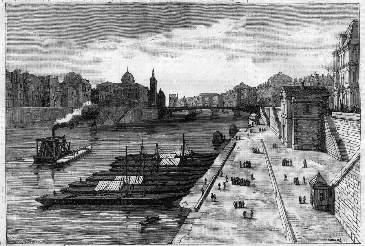 Jablečná procházka na nábřeží radnice v Paříži v roce 1883 od Unknown artist