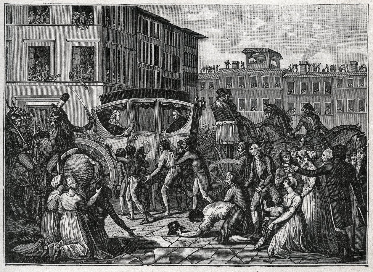 Příjezd papeže Pia VI. (Giovanni Angelo Braschi dit Pius VI., PIO 1717-1799) do Grenoblu v roce 1799. Rytina z roku 1800. od Unknown artist