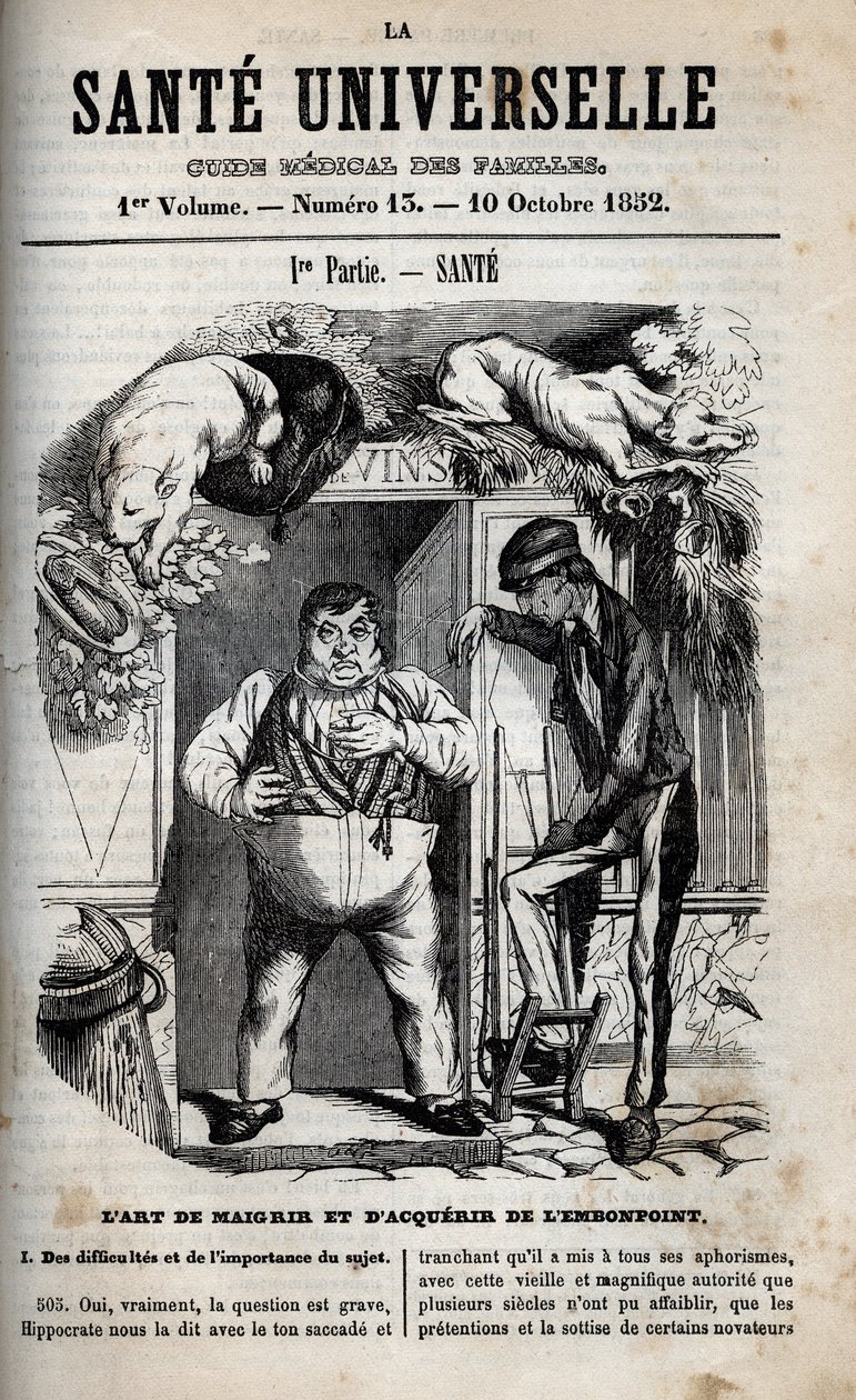 Umění hubnout a přibírat - rytina v „La Sante Universelle - Guide Medical des Familles““ 1852 od Unknown artist