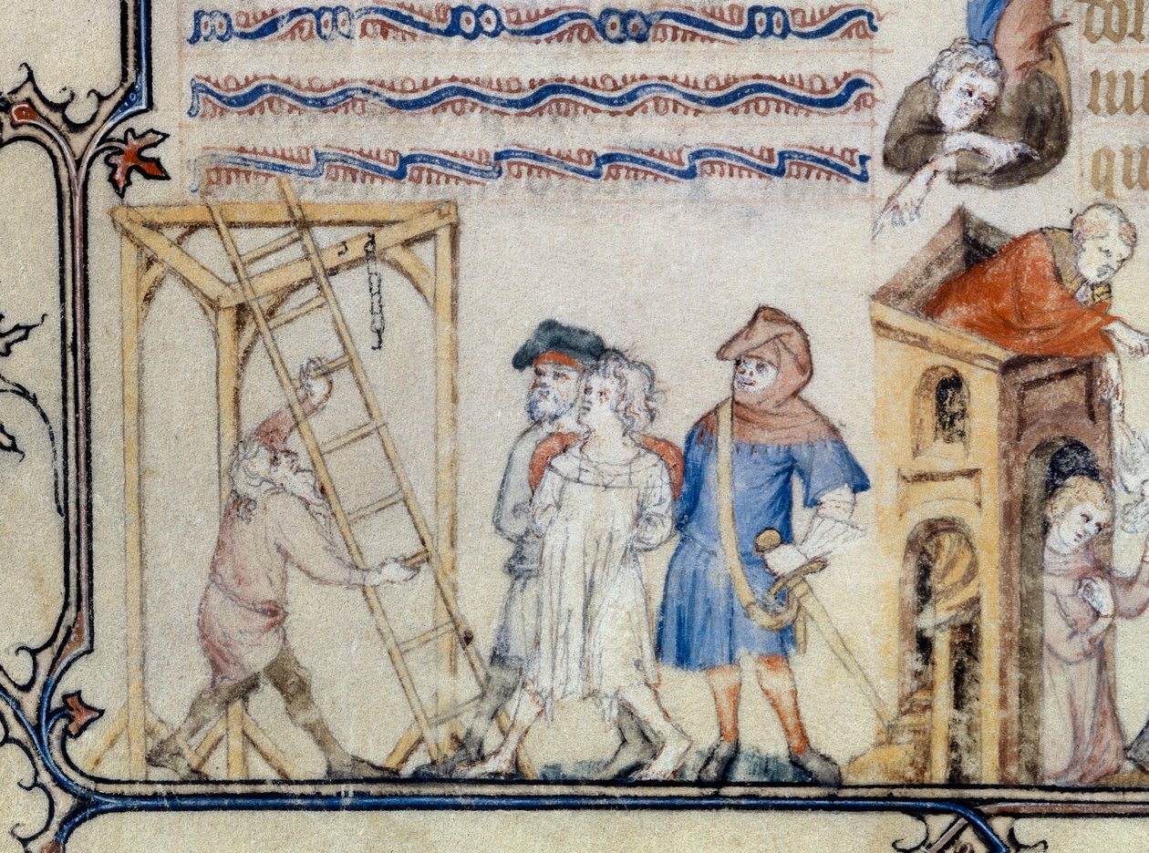 „Balada o oběšencích“. Miniatura ilustrující báseň Francois de Moncorbier dit Villon (1431/1432-1463). 15. století (miniaturní) od Unknown artist