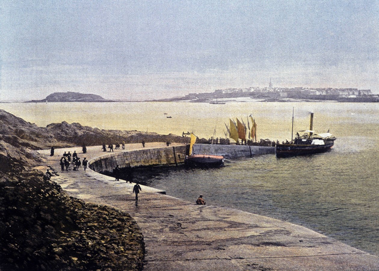 Zátoka Saint-Malo z Dinard - ve Francii. Akvarely Cestovní vzpomínky“, sd. 19. století od Unknown artist