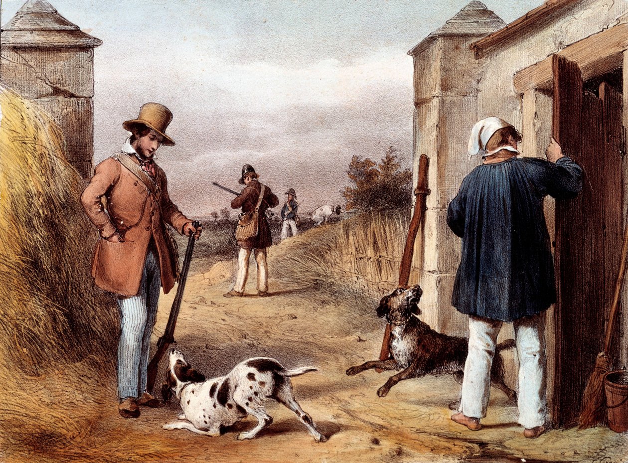 Počátek pro lov Litografie 19. století Gien, lovecké muzeum od Unknown artist