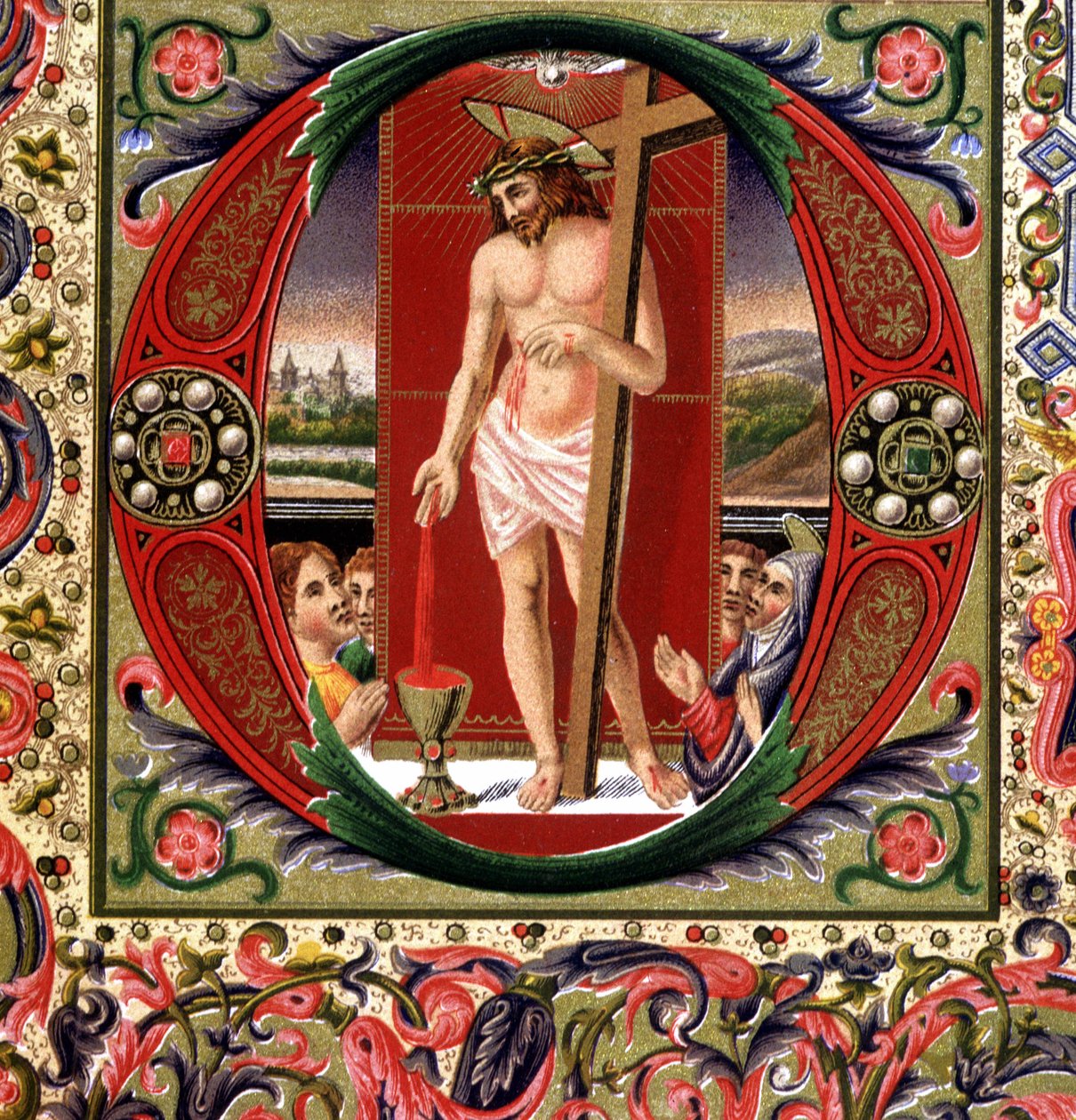 Krev Ježíše Krista. Chromolitografie 19. století. od Unknown artist