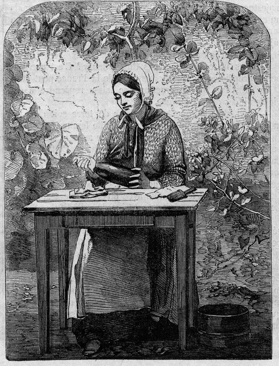 Stáčení šampaňského vína. Rytina z roku 1864. od Unknown artist