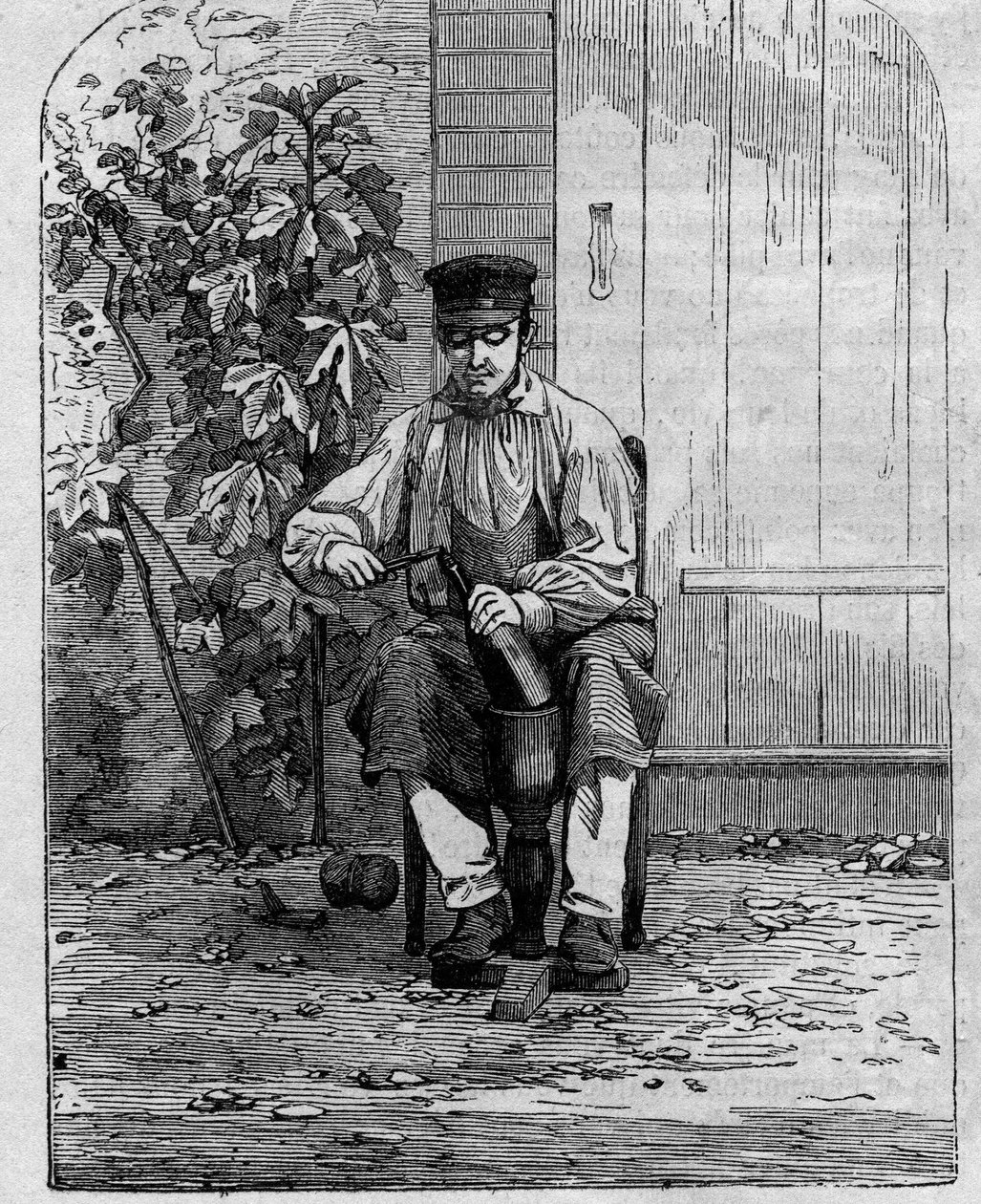 Stáčení šampaňského vína. Rytina z roku 1864. od Unknown artist