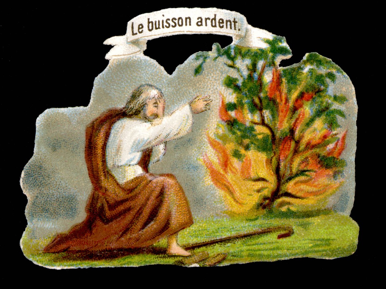 Hořící keř - Populární obrázek. Chromolitografie 19. století. od Unknown artist
