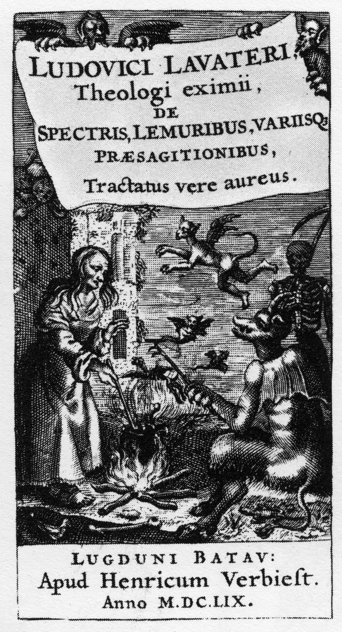 Čarodějnický kotel - Frontispice knihy "" De spectris lemuribus et magnis "" od Ludwiga Lavatera (1527-1586) - 1659 od Unknown artist