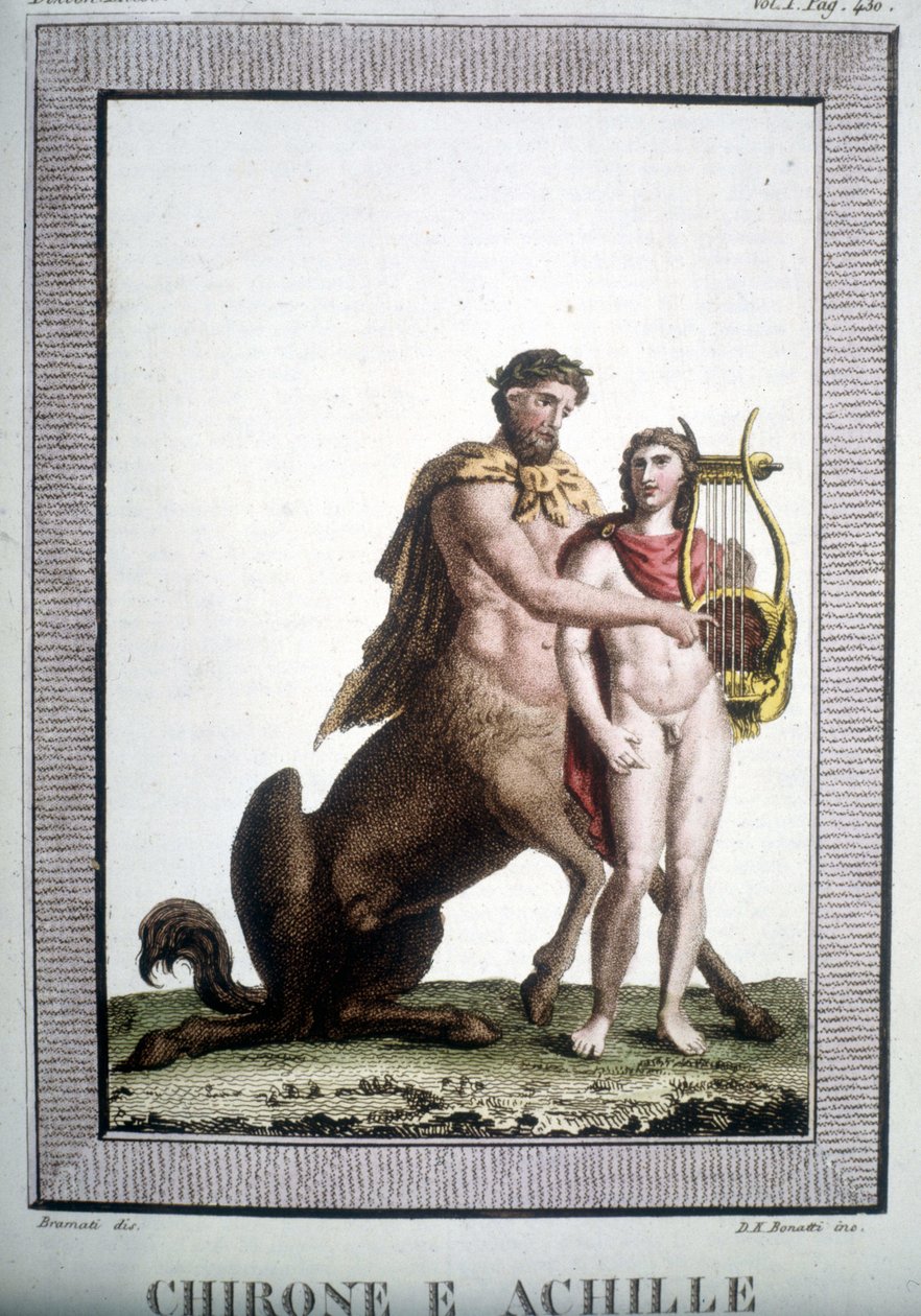 Kentaur Chiron a Achilles - v mytologickém slovníku od Unknown artist