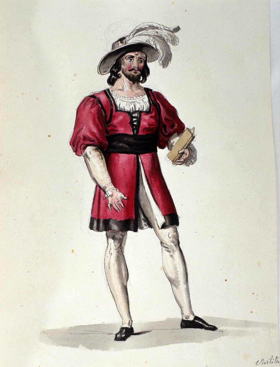 Postava interpretující virilitu v baletu „Il noce di Benevento““ rakouského skladatele Franze Xavera Sussmayra (1766-1803). Ilustrace 19. století od Unknown artist