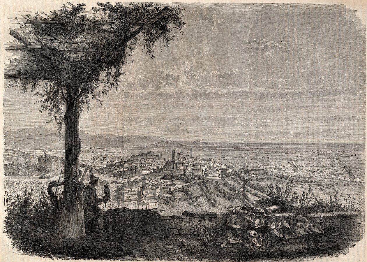 Město Bergamo (Bergamo) kolem roku 1858 - rytina - od Unknown artist