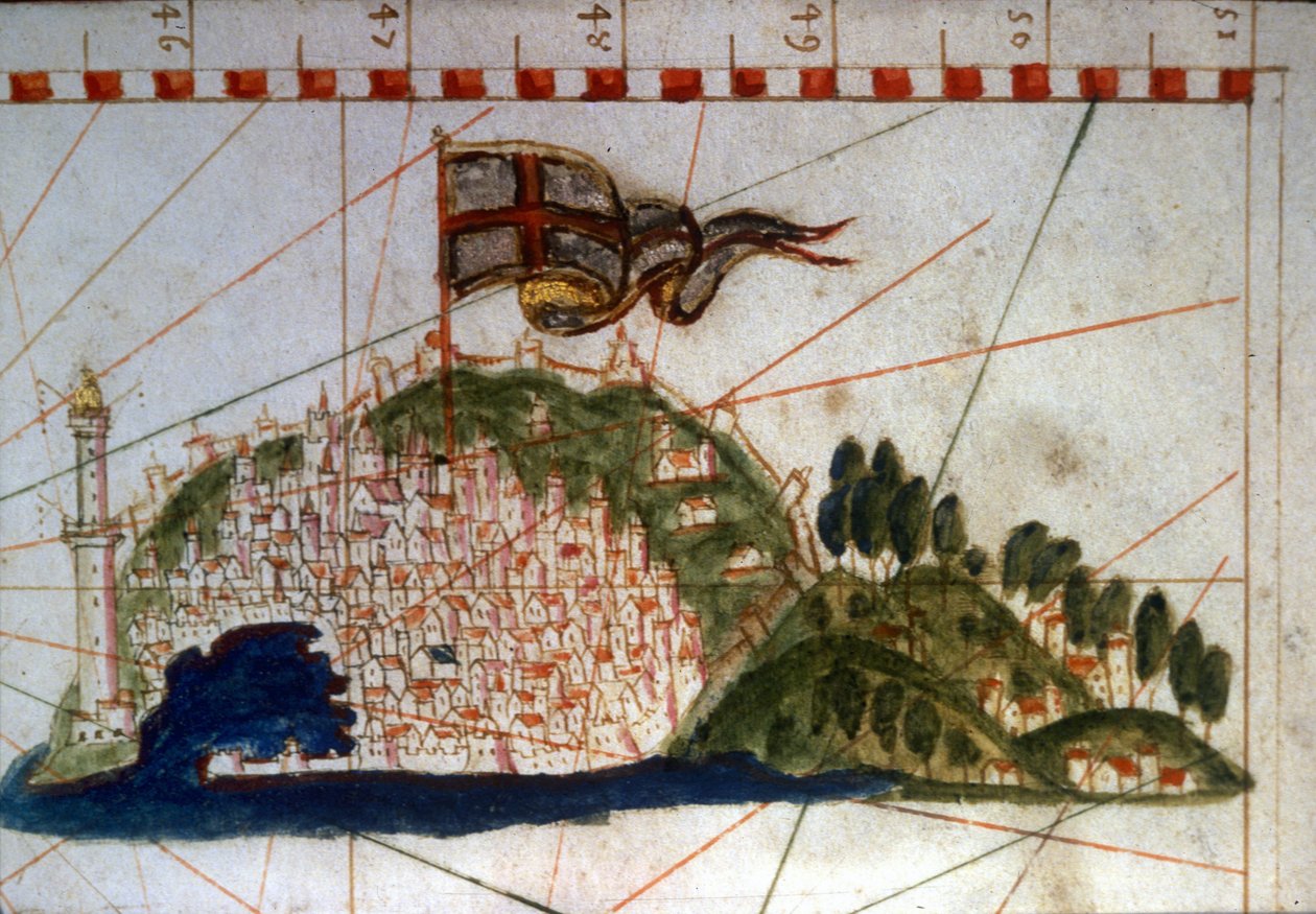 Město Janov na portulanu ze 14. století. od Unknown artist