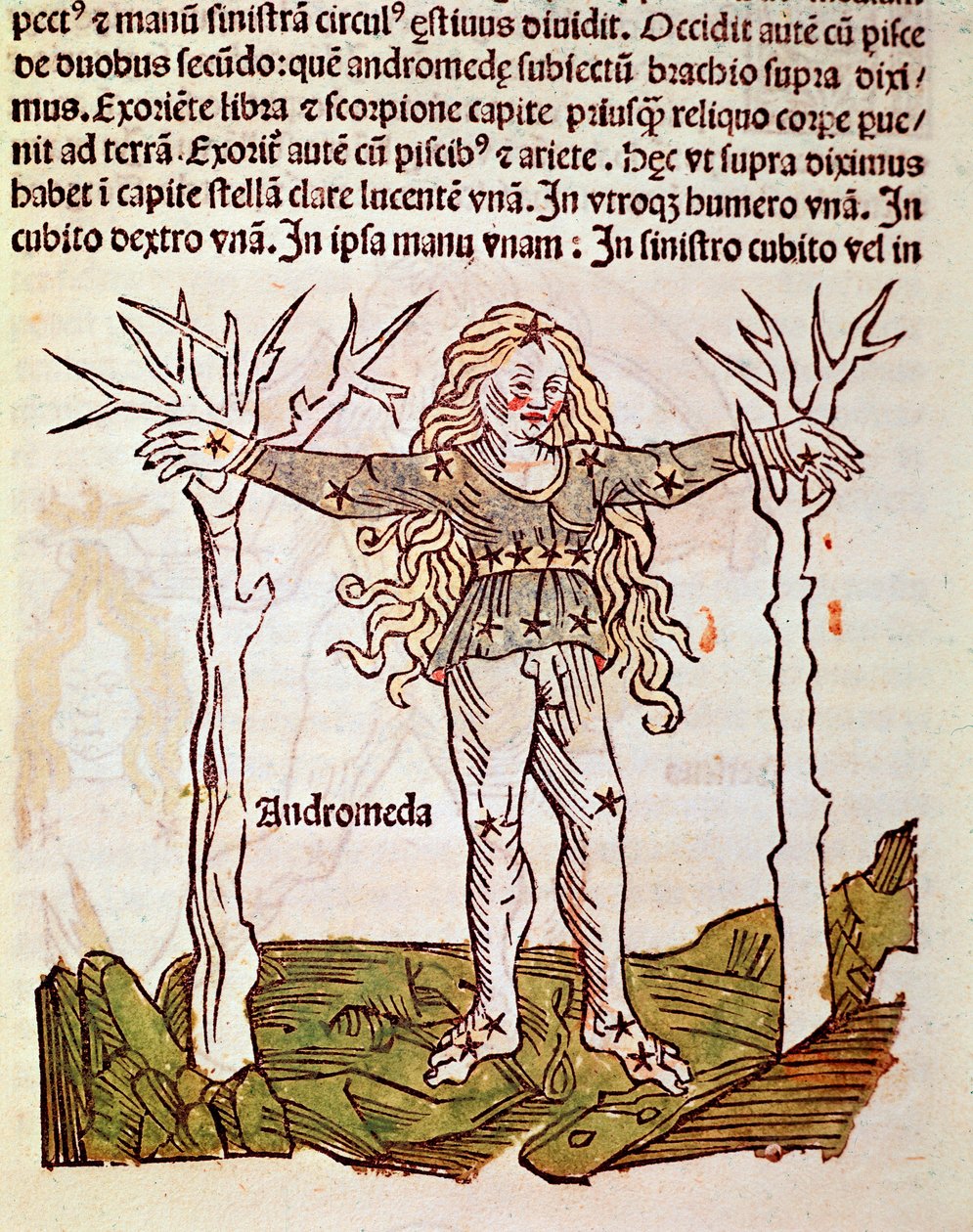 Souhvězdí Andromedy Detail pochází z „”Poeticon astronomicon”” připisovaného římskému historikovi Hyginovi (Gaius Julius Hyginus) (1. století př. n. l.) (souhvězdí Andromedy, z “”Poeticon astronomicon”” připisovaného Hyginovi (1. století př. n. l.)) od Unknown artist
